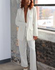 Cream Relaxed Oversized Blazer Set