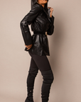 EVA I VEGAN LEATHER BLAZER (BROWN)