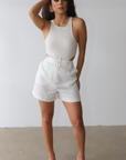 Belted White Shorts