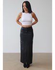 Vegan Leather Cargo Maxi Skirt