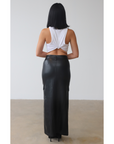 Vegan Leather Cargo Maxi Skirt