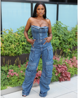 Denim Cargo Jumpsuit