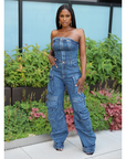 Denim Cargo Jumpsuit