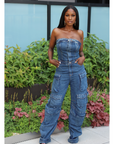 Denim Cargo Jumpsuit