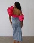 Dramatic Ruffle One Shoulder Top (Pink)