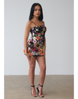 Mila Floral Applique Mesh Mini Dress