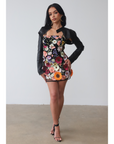 Mila Floral Applique Mesh Mini Dress