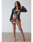 Mila Floral Applique Mesh Mini Dress