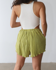 Lime Elastic Waist Shorts