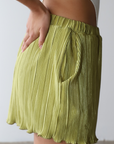 Lime Elastic Waist Shorts